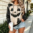thumbnail image 2 of SJLDQY Halloween Hoodies for Women Pumpkin Face Graphic Hoodie Hallowmas Long Sleeve Casual Patchwork Pullover Hooded Sweatshirts with Pockets, 2 of 6