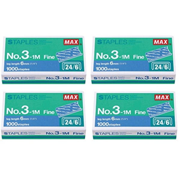 max no.31m flat clinch staples (24/6) for office stapler 4 boxes