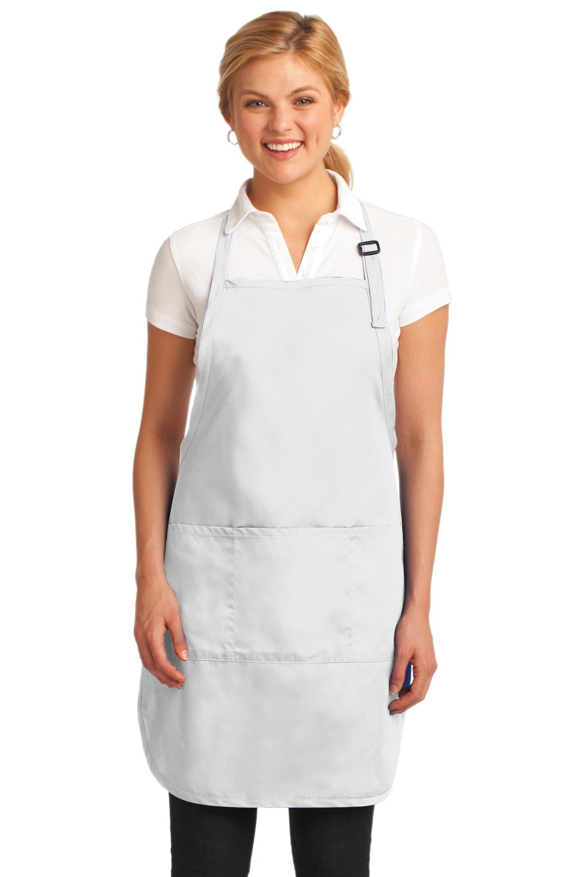 ADULT STAIN RELEASE TWO POCKETS FULL LENGTH APRON ADJUSTABLE 1" WIDE STRAPS 