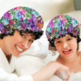 thumbnail image 6 of Shower Caps,Pioneer Flower Floral Print Pattern Waterproof Shower Cap for Women 4 Pieces,Double Reusable Hair Cover for Shower PEVA Elastic Stretch Hem, 6 of 7