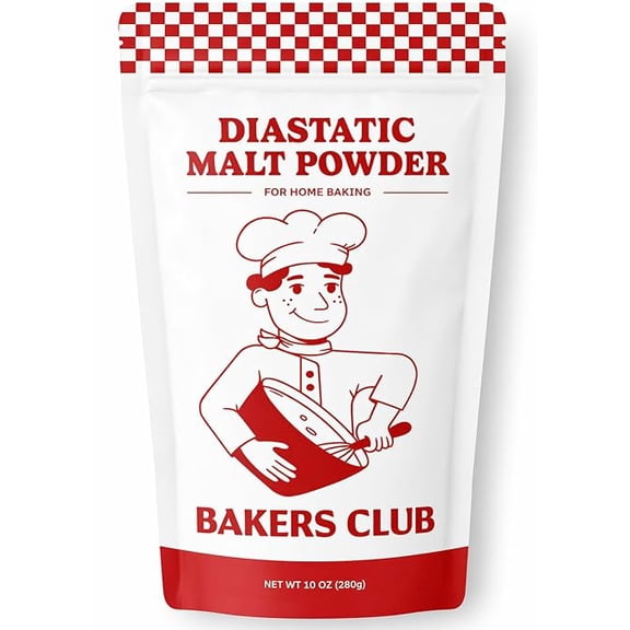 Bakers Club Artisan Diastatic Malt Powder 10oz - Enhance Flavor, Crust, Rise, Texture - Baking Bread, Pizza Crust, Pretzels, Desserts, Muffins, Bagels, Sourdough, Milkshakes - Made in USA, Malted Bar