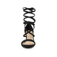thumbnail image 6 of BLISSFUL STEP Lace Up Strappy Block Mid Heels Sandals for Women Black (Size 6), 6 of 7