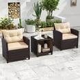 thumbnail image 4 of Costway 3 PCS Patio Sofa Set with Cushions & Tempered Glass Tabletop for Backyard, 4 of 10