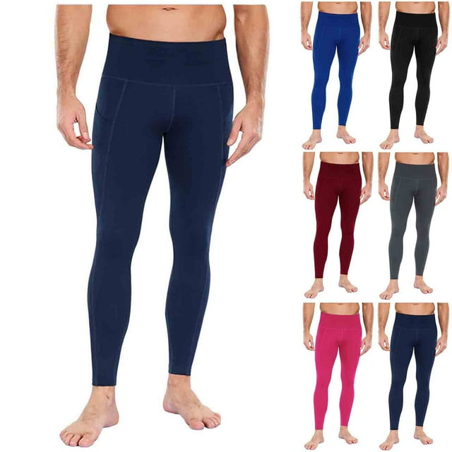 Leodye Pantalon de Compression pour Homme Entraînement Athlétique Course Cyclisme Collants Séchage Rapide Respirant Pantalon avec Poches Rouge TG(TG)