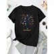 thumbnail image 2 of Camiseta de manga corta para mujer transpirable Moda de veranoWomen's Colorful Butterfly Tree Print Tee - Casual Crew Neck Short Sleeve T-Shirt, Stretchy & Machine Washable, Perfect for Summer, Crea, 2 of 6