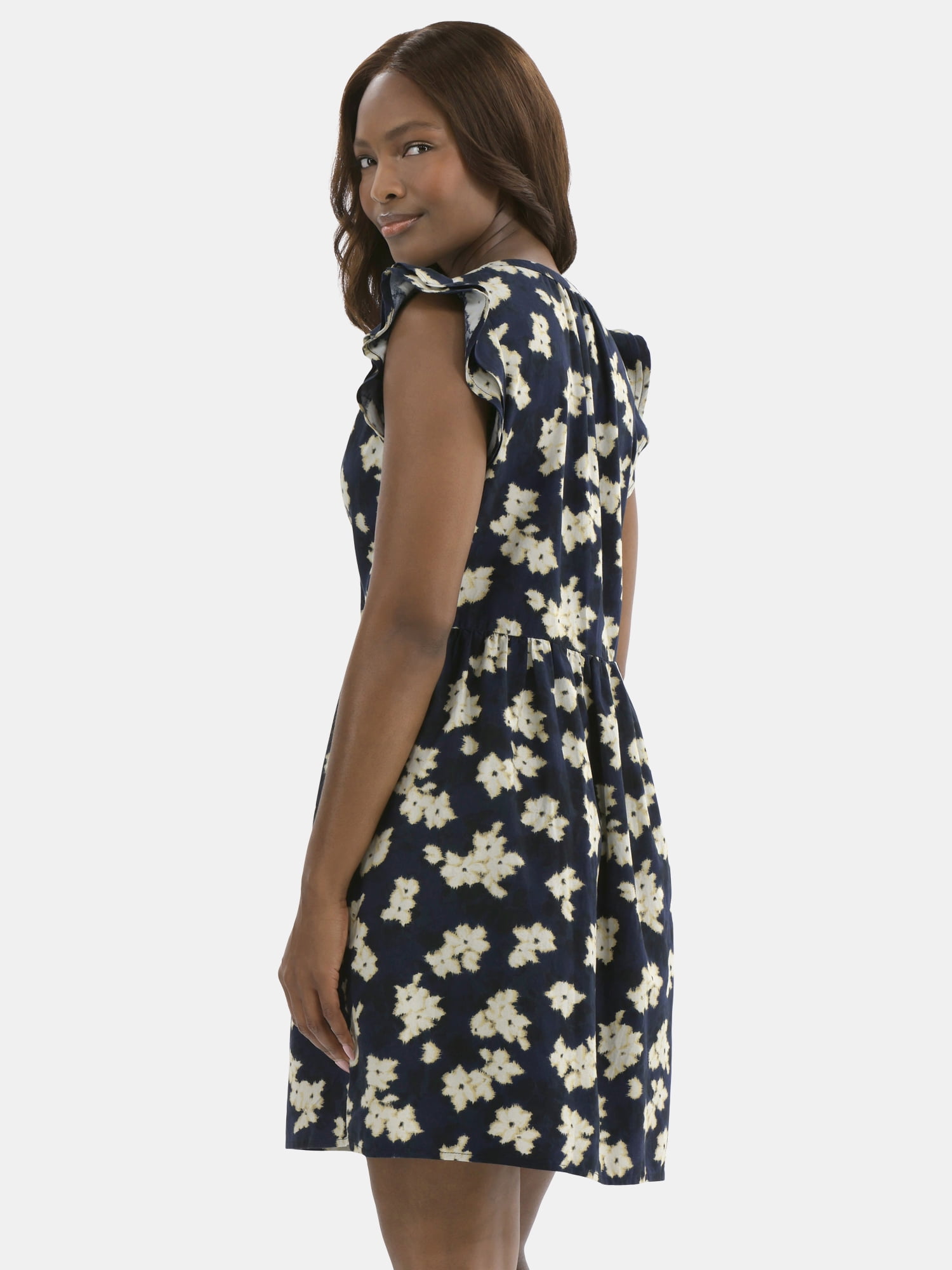 Time and Tru Women's Mini Dress with Flutter Sleeves, Sizes XS-XXXL