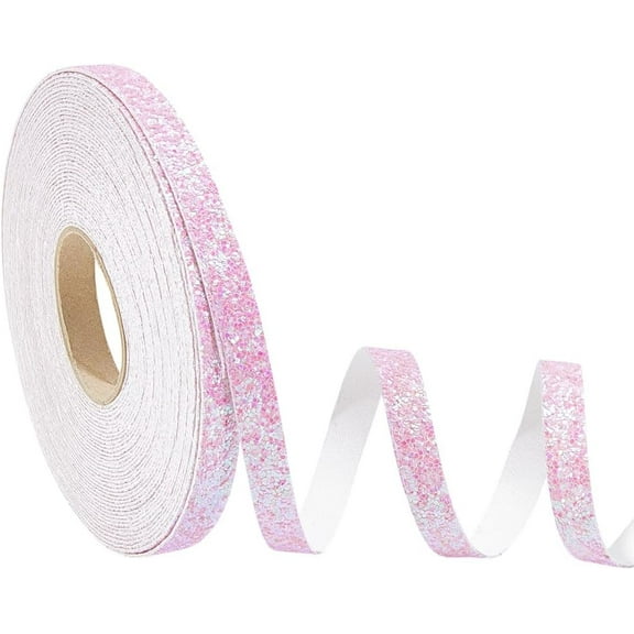10.9 Yards Pink Glitter Ribbon 3/8" Sequin Sparkling Pearlescent Ribbon Balloon String Shiny for DIY
