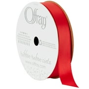 Offray Ribbon, Red 5/8 inch Single Face Satin Polyester Ribbon, 18 feet