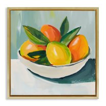 Stupell Industries Bowl of Citrus Fruit Food & Beverage Painting Gold Floater Framed Canvas Art Print Wall Art, 25 x 25