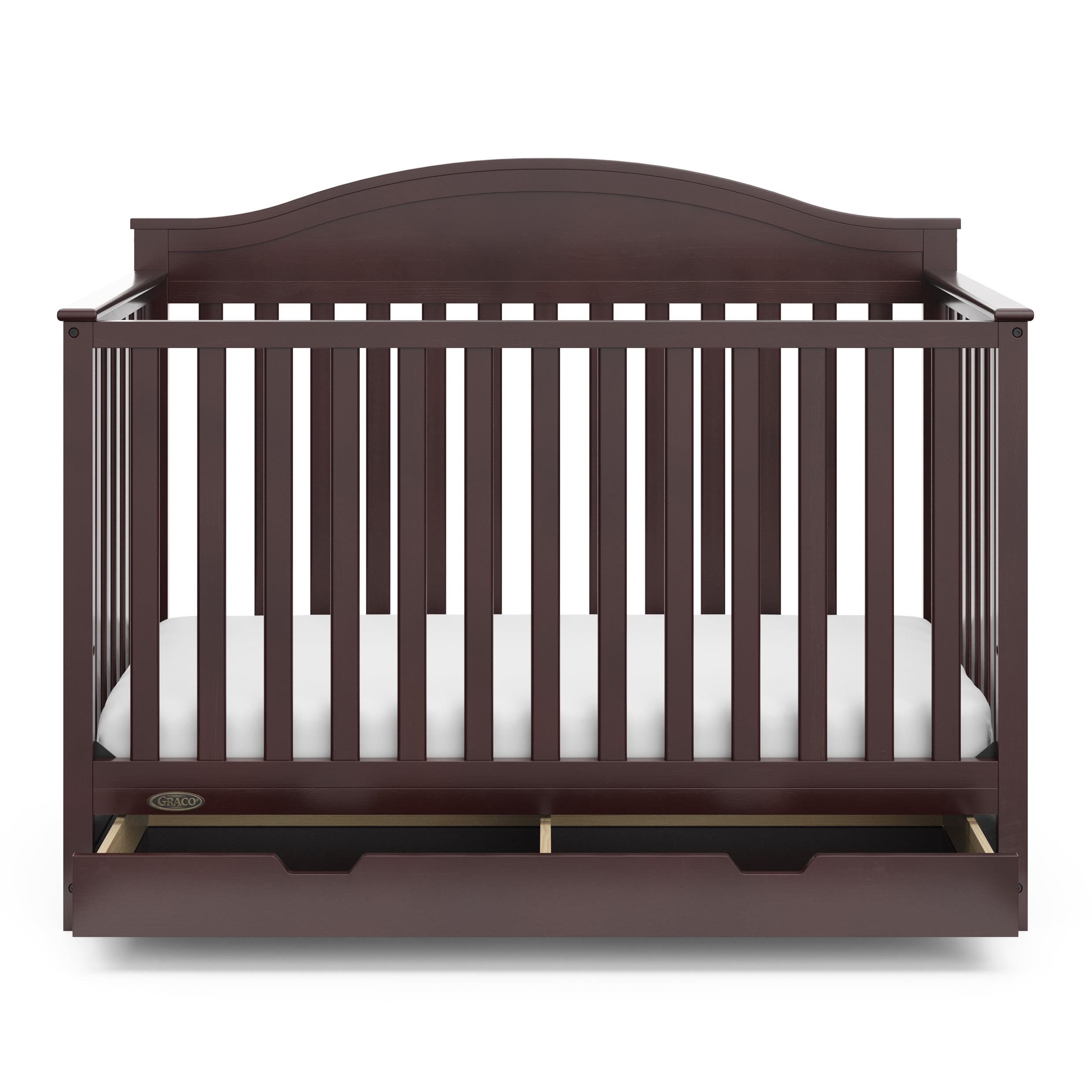 Graco Story 5 in 1 Convertible Baby Crib with Drawer and Reversible Headboard Espresso