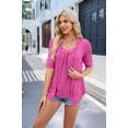 thumbnail image 4 of Blusa Tipo Túnica de Dos Piezas con Cuello Cuadrado, Botones de Patchwork, 3/4, Color Rosa y Rojo XXL, 4 of 9