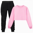 thumbnail image 2 of Gibobby Girls Outfits 2 Piece Crew Neck Short Sleeve Patchwork Tops And Skirts Set Breathable Sprotswear Summer Girls Clothes Set(11-12 Years,Pink), 2 of 6