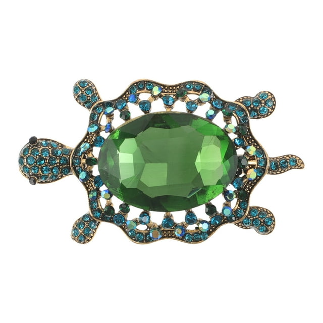 Broche de tortuga para mujer: bonito broche de tortuga de dibujos animados, aleación de zinc, con diamantes de imitación, ideal como broche de solapa para ropa, mochilas y accesorios de fiesta.