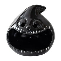 DAMAI Cute Halloween Candy Bowl, 4 Inch Ceramic Candle Holder Lovely Desktop Ornaments for Bedroom Living Room Table Centerpieces Halloween Party Decor (Black Ghost)