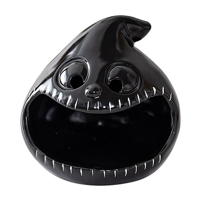 Ghost Halloween Decorations Ceramic Candlesticks with Candy Storage and Lantern Function for Desktop or Table Display