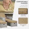 thumbnail image 4 of Ensemble de 5 Chaises Longues de Patio en Rotin PE, Chaises Longues Inclinables à 5 Niveaux Réglables avec Repose-Pieds de Rangement et Table d'Appoint en Verre Trempé, Mobilier d'Extérieur Kaki pour Jardin et Bord de Piscine, 4 of 7