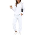 thumbnail image 3 of Stralyhd Sweatsuits Women 2 Piece Outfit Fleece Baggy Hooded Sweatshirt and Joggers Sweat Sets Casual Fall Fashion Matching Sweatsuits White M, 3 of 6