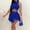Blue, variant on Women's 2 Piece Outfits Skirt Sets Summer Sleeveless Crop Top Pleated Short Mini Skirt, L