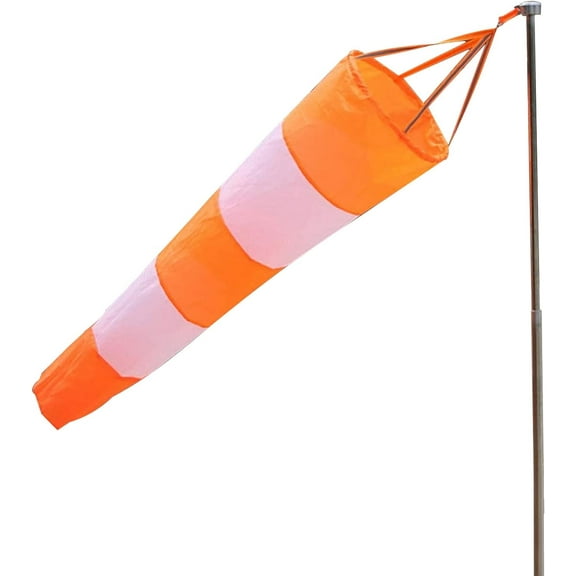 ABPETE Airport Windsock, 31in Professional-Grade Rip-Stop Nylon Wind Sock with Reflective Belt for High-Visibility, Heavy-Duty Outdoor Wind Measurement Sock Bag.