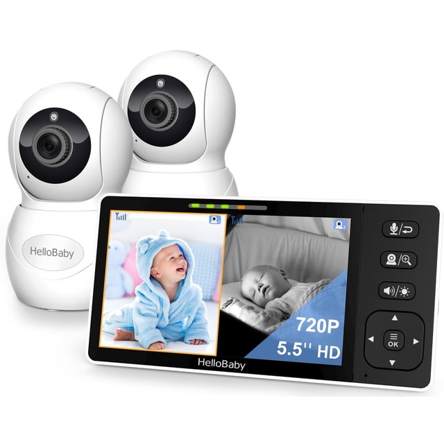 Monitor para bebé HelloBaby 5.5" 720P 2 cámaras sin WiFi
