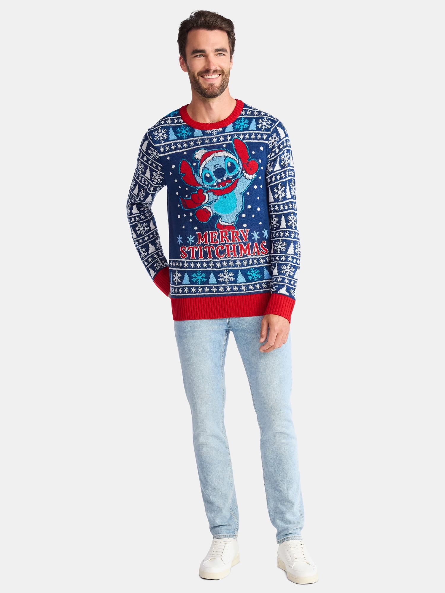 Disney Stitchmas Men's and Big Men's Holiday Sweater, Sizes XS-3XL