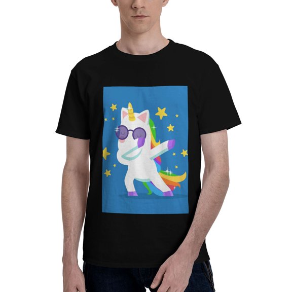 Bingfone Cool Unicorn Star Golden Men'S Loose Fit Short-Sleeve Pocket T-Shirt