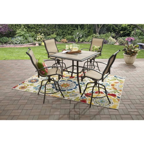 Mainstays Wesley Creek Outdoor Patio Dining Set, 5 Piece Metal Bar