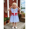 thumbnail image 4 of BemeyourBBs Kids Toddler Baby Girl 4th of July Dress Baby Girls Independent Day Clothes Patriot USA Flag Letter Embroidery striped Flying Sleeve Front Bow Princess Summer Party Holiday Dress, 4 of 8