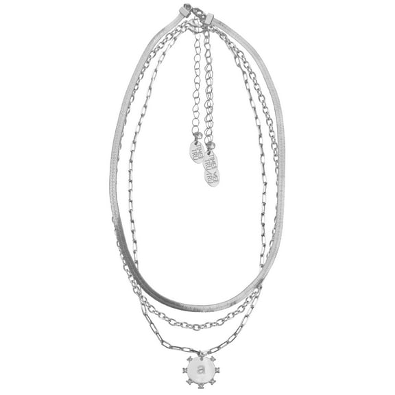 Time and Tru Silvertone Necklace, 3 Piece, Initial A