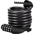 thumbnail image 1 of Black-Bike Lock, Bike Lock Long 120cm x 12mm, Cable Lock for Bike Scooter Motorcycles Bike Gate with 5 Digit Smart Code and Stroller Bike, Bike Lock Anti-Theft…, 1 of 5