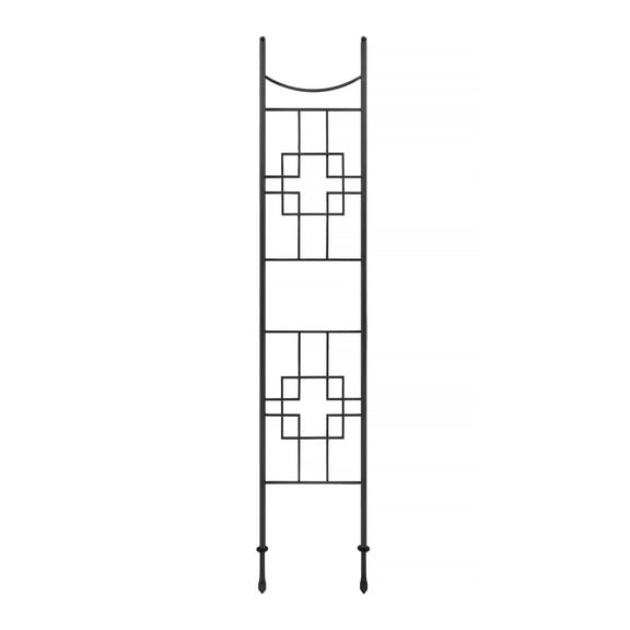 Achla Designs 96.5"H Graphite Powdercoat Finish Wrought Iron Outdoor Square-on-Squares Slim Trellis, Garden Accent