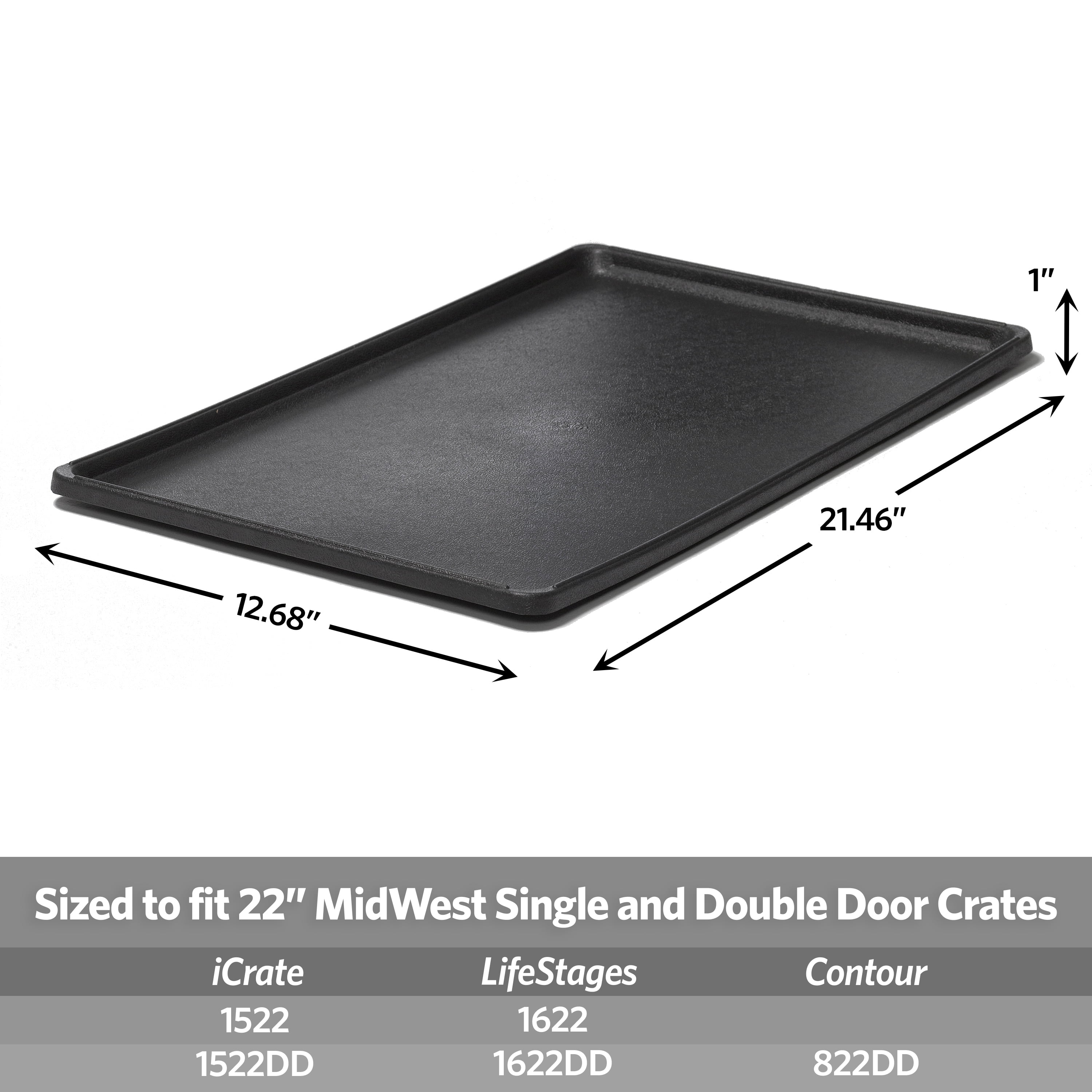 MidWest Homes for Pets 22-Inch Replacement Pan, Measures 21.43 x 12.78 x 1 Inches, Universal Leak-Proof Tray for Dog Crates & Multi-Purpose Use, Fits Most Standard 22" Wire Crates