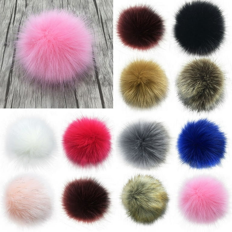  Decoendiy 16pcs Faux Fox Fur Pom Pom with Press Button,  Colorful Removable Fluffy Pompom Ball for Knitting Hats DIY Craft Projects, Snap  on Pom Poms for Hats, 4 Inches (red)