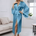thumbnail image 2 of NAFUU Silk Robes for Women Pajamas Shawl Collar Satin Bathrobe Long Bride Wedding Party Robe Lightweight Sleepwear Elegant V Neck Robes Homewear Comfy Home Clothes, 2 of 6