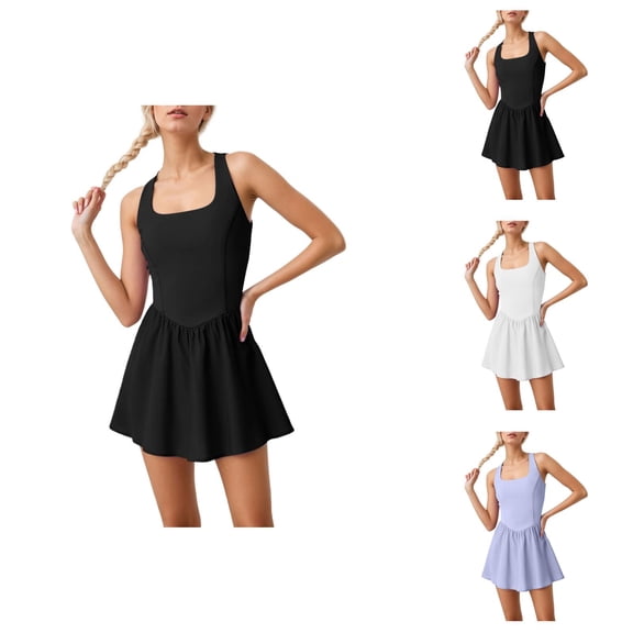 Tennis Dress Golf Dresses for Women with Shorts Summer Patchwork Lightweight Breathable Workout Dress Athletic Dresses