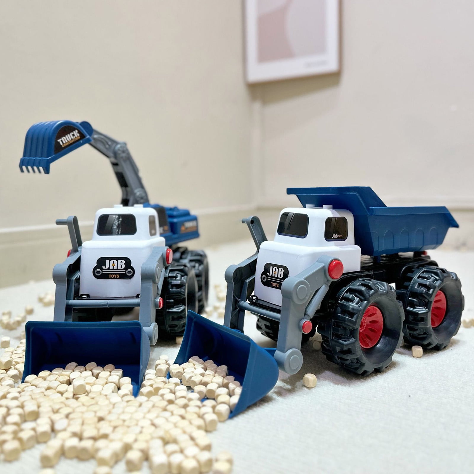 Jouet de camions de construction à tirer - VGEBY - 8 Pièces - Blanc/Noir/Vert - Pour Enfants de Jouet de camions de construction à tirer - VGEBY - 8 Pièces - Blanc/Noir/Vert - Pour Enfants de