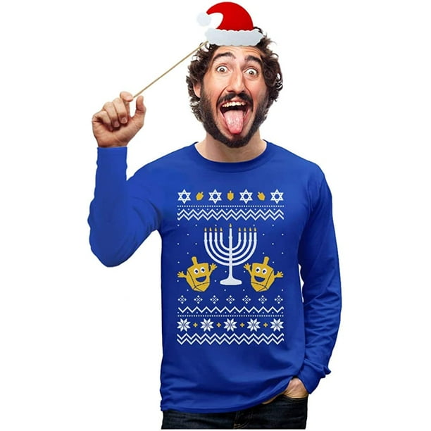 Tstars - Funny Jewish Holidays Ugly Christmas Hanukkah Long Sleeve T-Shirt Tstars - Funny Jewish Holidays Ugly Christmas Hanukkah Long Sleeve T-Shirt