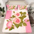 thumbnail image 2 of Homewish Spring Garden Rose Bed Sheets, Romantic Pink Flower Floral King Sheets, Oil Printing Artwork Sheet Set, Luxury Bedroom Decor, 4 Pieces, 2 of 7