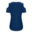thumbnail image 5 of Timegard Womens Plus Size Tops Zipper V Neck Cold Shoulder Short Sleeve Slim Fitting Tee Casual Comfy Tops, 5 of 8