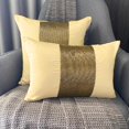 thumbnail image 5 of The HomeCentric Pillow Case Gold Pillow Shams Metallic Beaded Sparkly Glitter Pillow Shams Pack of 2 24x24 inch (60x60 cm) Pillow Shams Square Silk Pillow Shams Pillow Shams Striped - Gold Center, 5 of 12