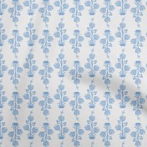oneOone Cotton Jersey Medium Blue Fabric Asian Block Floral Quilting Supplies Print Sewing Fabric By The Yard 58 Inch Wide