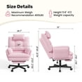 thumbnail image 3 of Hawsaiy Big and Tall Office Chair with Footrest, Ergonomic Executive Desk Chair with Flip-Up Arms, Reclining High Back Computer Chair with Headrest & Side Pockets, Pink, 3 of 10