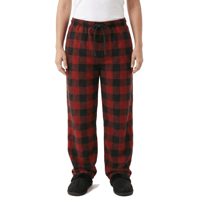 Pijamas de Franela a Cuadros de Algodón, Pantalón Largo con Bolsillos, Corte Recto para Mujer