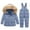 Blue 3, variant on FAIWAD Baby Girls 2 Piece Winter Warm Hooded Snowsuit Puffer Down Jacket with Snow Ski Bib Pants Thicken Outfits