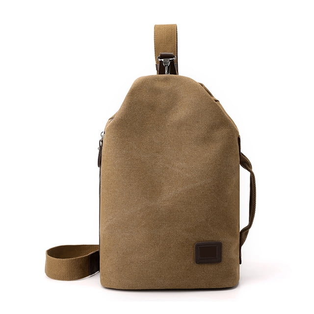 Hukapapa Nuevo bolso de lona para el pecho, bolso de pecho diagonal de gran capacidad para viajeros masculinos, marrón