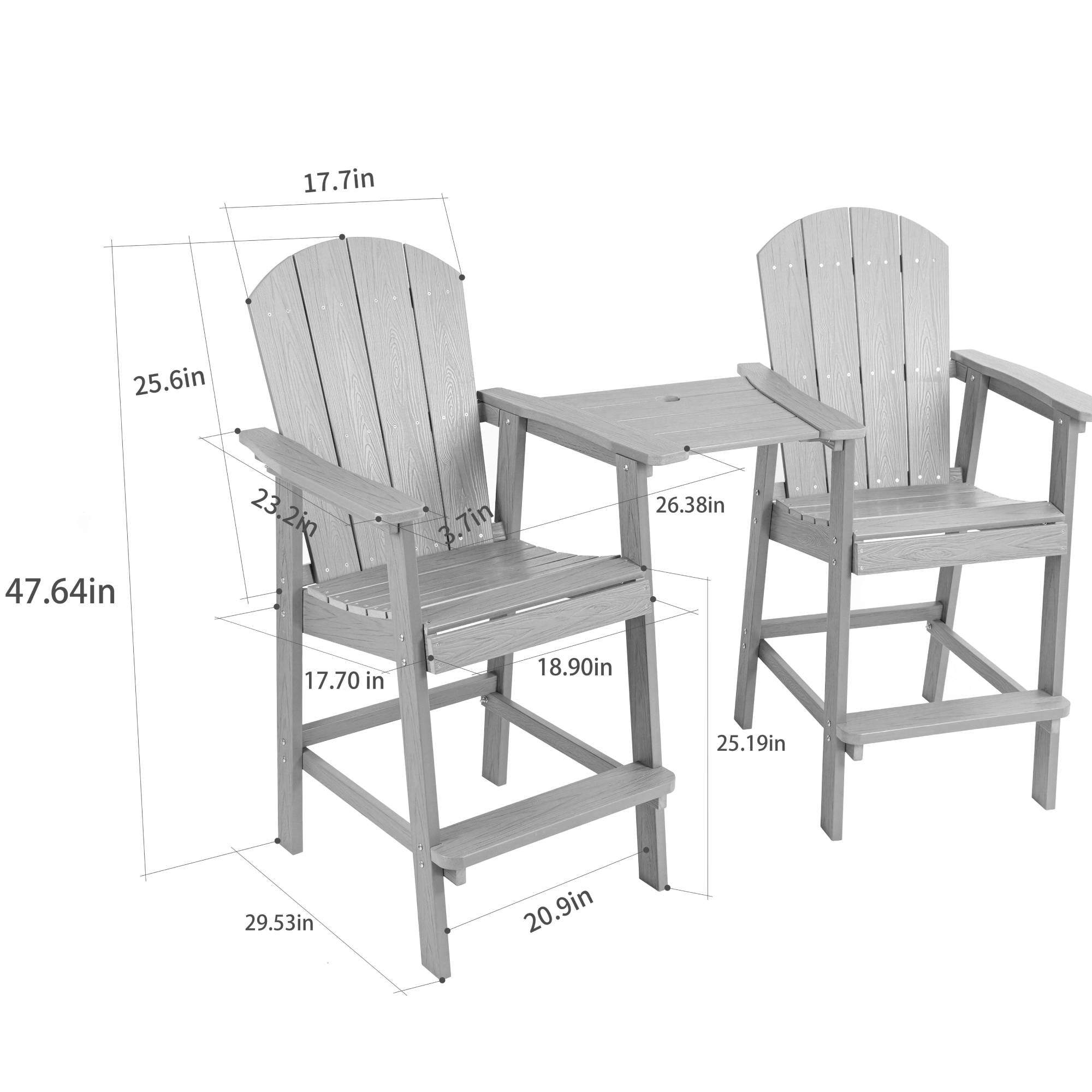 Outdoor Bar Chair, Leisure High Seat Stool for Patio Garden Backyard Casual Evening Party Gathering, Teak