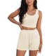thumbnail image 1 of Conjuntos de 2 piezas para mujer ATHLECHIC, tops cortos de punto acanalado y pantalones cortos con bolsillo M en color albaricoque, 1 of 5