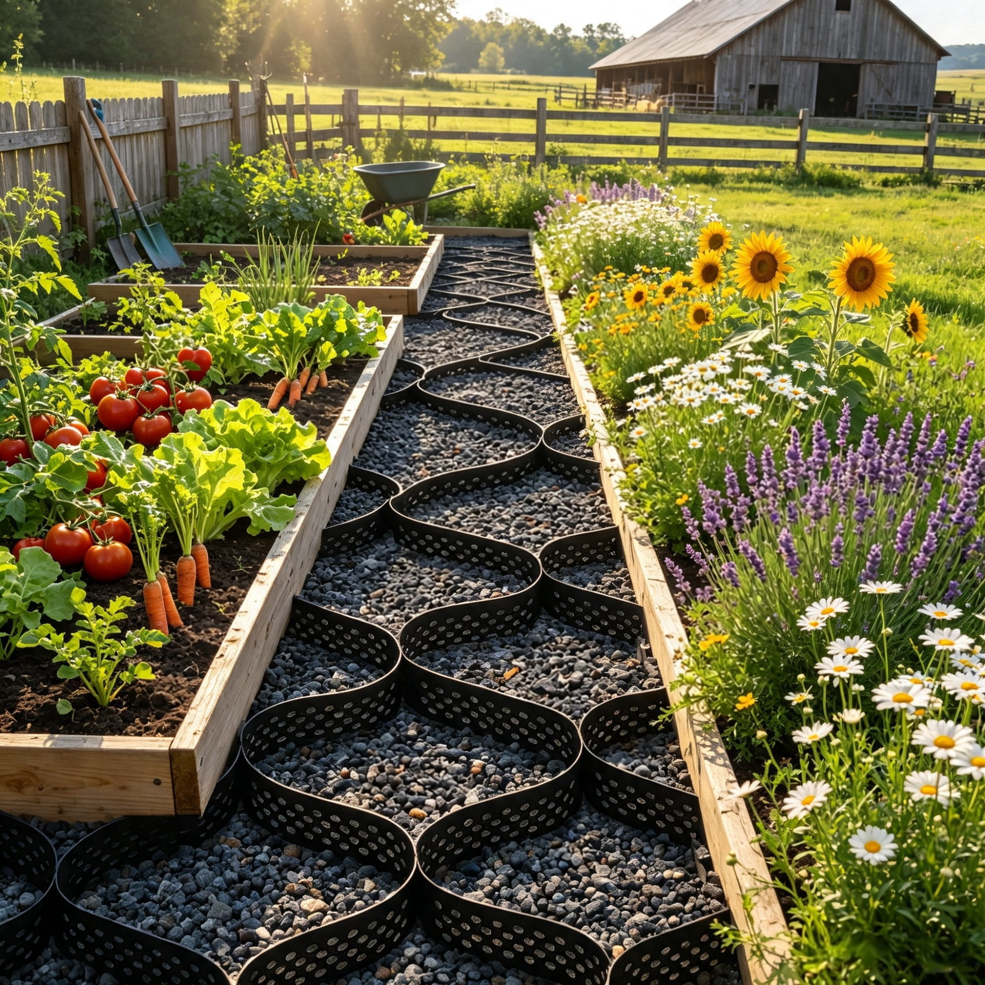 Gravel Grid Driveway Stabilization, Permeable Grass Ground Retainer 24.93 x 9.52 FT, 1880 LBS/Sq FT for Patio Walkway & RV Parking, 3" Depth