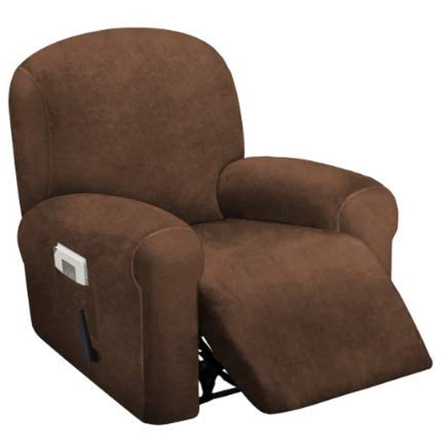 Funda reclinable ULTICOR para 1 asiento, terciopelo elástico, color chocolate