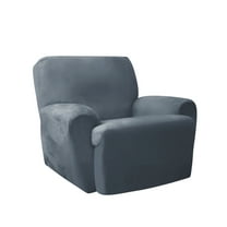 Zenna Home Stretch Plush Recliner Slipcovers, Slate Blue, 4-Piece